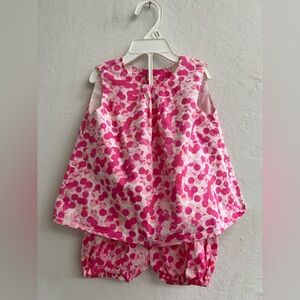 Pink and White Sleeveless Top and Bloomer set, size 12-18 months